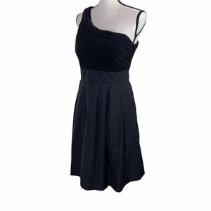 Eliza J Black One Shoulder Ruched Top‎ Full Skirt Cocktail Dress